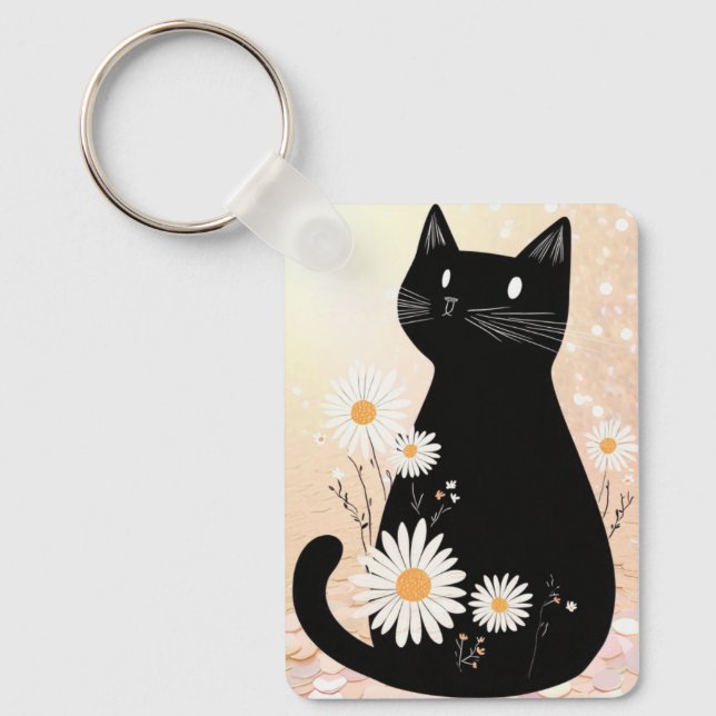 Llavero Cartoon Kitty with the Daisies Keychain (Anverso)
