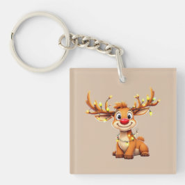 Llavero Cartoon reindeer with red nose and lights