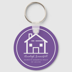 Llavero Casa Blanca Personalizada Blanca Morada Moderna