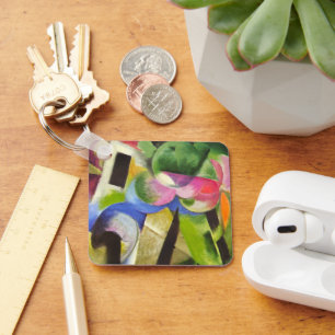 Llavero Casa con Árboles de Franz Marc, Arte Antiguo Refin