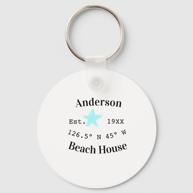 Llavero Casa de playa Fecha año coordenadas personalizadas (Anverso)
