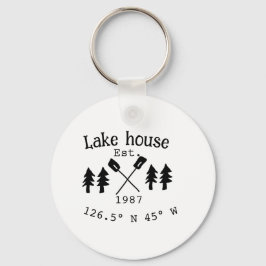 Llavero Casa del lago. Fecha año personalizado coordenadas