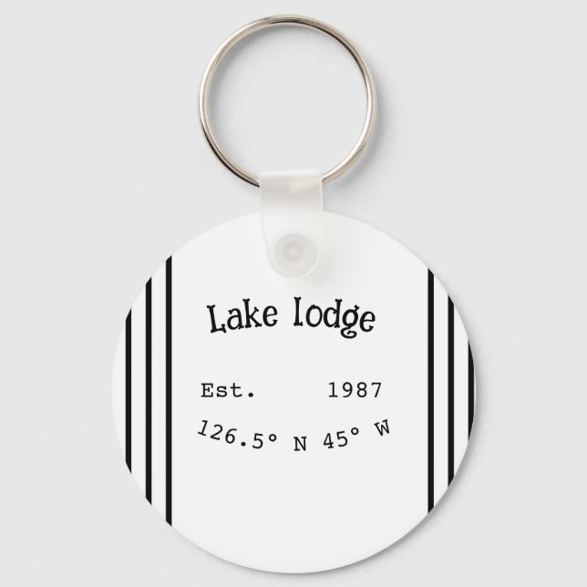Llavero Casa del lago. Fecha año personalizado coordenadas (Anverso)