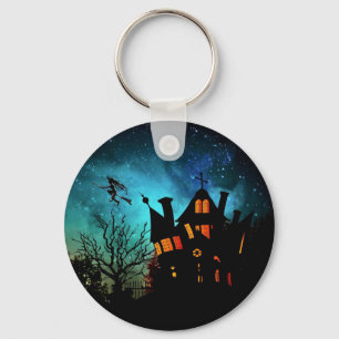 Llavero Casa encantada y bruja del feliz Halloween