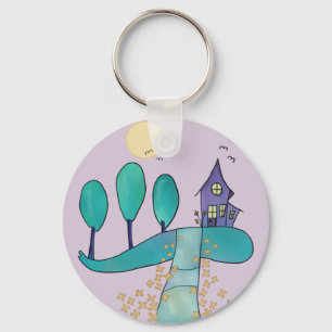 Llavero casa lila