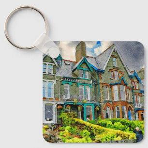 Llavero Casa victoriana en Keswick pintada con acuarela
