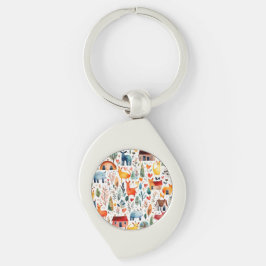 Llavero Casas rojas y casas adorables Hoja de papel