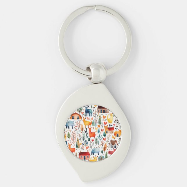 Llavero Casas rojas y casas adorables Hoja de papel (Anverso)