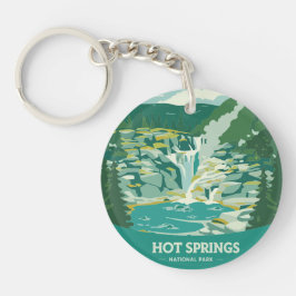 Llavero Cascada en el Parque Nacional de Vintage Hot Sprin