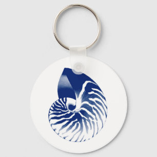 Llavero Cáscara del nautilus - azules marinos y blanco