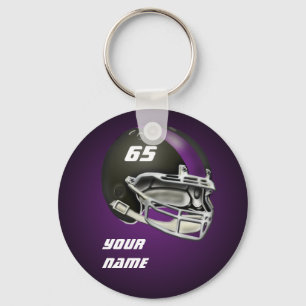 Llavero Casco de fútbol americano negro y púrpura