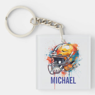 Llavero Casco de fútbol motivacional inspirador Nombre