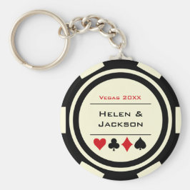 Llavero Casino Chip Black Off-White Wedding Favor
