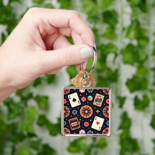 Llavero Casino pattern theme on black (Mano)