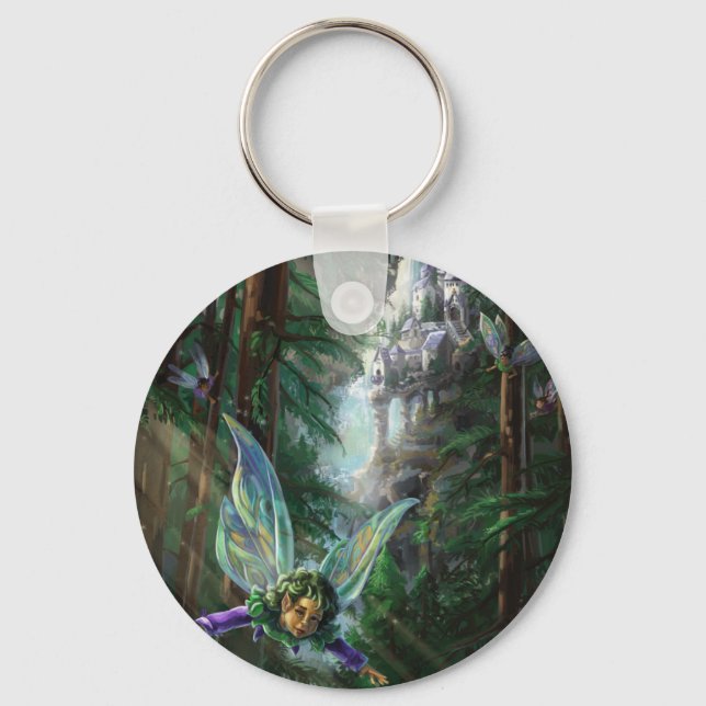 Llavero Castillo de cascadas y hadas forestales (Anverso)