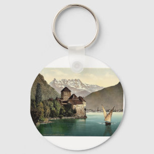 Llavero Castillo de Chillon, y Dent du Midi, Lago de Gineb