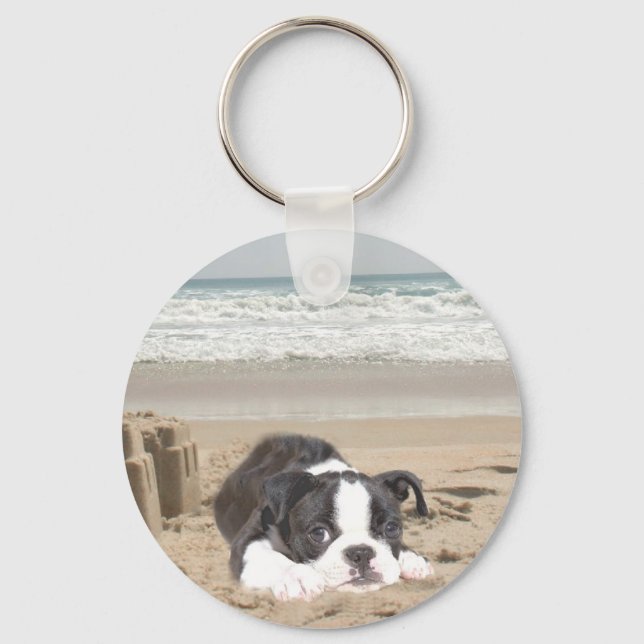 Llavero Castillos de arena de Boston Terrier Keychain (Anverso)