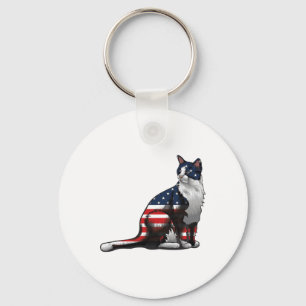 Llavero Cat American Flag 4 De Julio Cute Patriotic Kitte