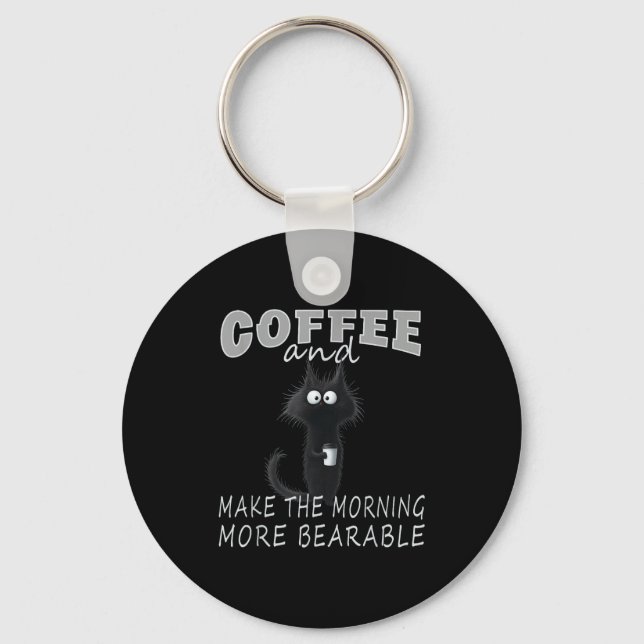 Llavero Cat And Coffee Tee Design, Funny-cat Morning Humor (Anverso)