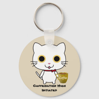 Llavero Cat Caffeine High Button Keychain