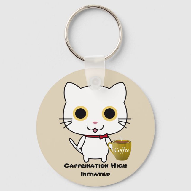 Llavero Cat Caffeine High Button Keychain (Anverso)