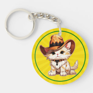 Llavero Cat con Gorra occidental Clipart-85247 Keychain