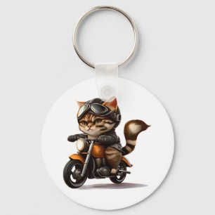 Llavero CAT CUTE en motocicleta con camiseta clásica (5)