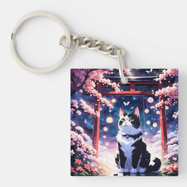 Llavero cat&flower es lo más hermoso del mundo (Frente)