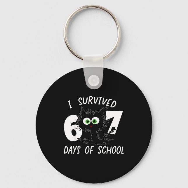 Llavero Cat I Survived 67 Days Of School Teachers Students (Anverso)