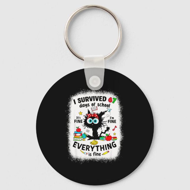 Llavero Cat I Survived 67 Days Of School Teachers Students (Anverso)