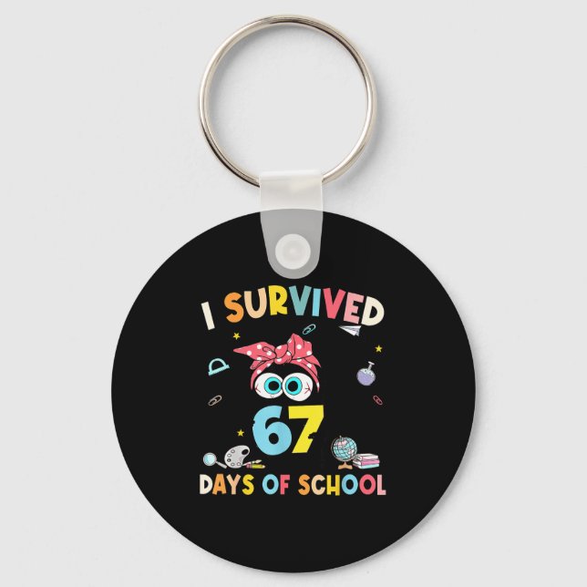 Llavero Cat I Survived 67 Days Of School Teachers Students (Anverso)