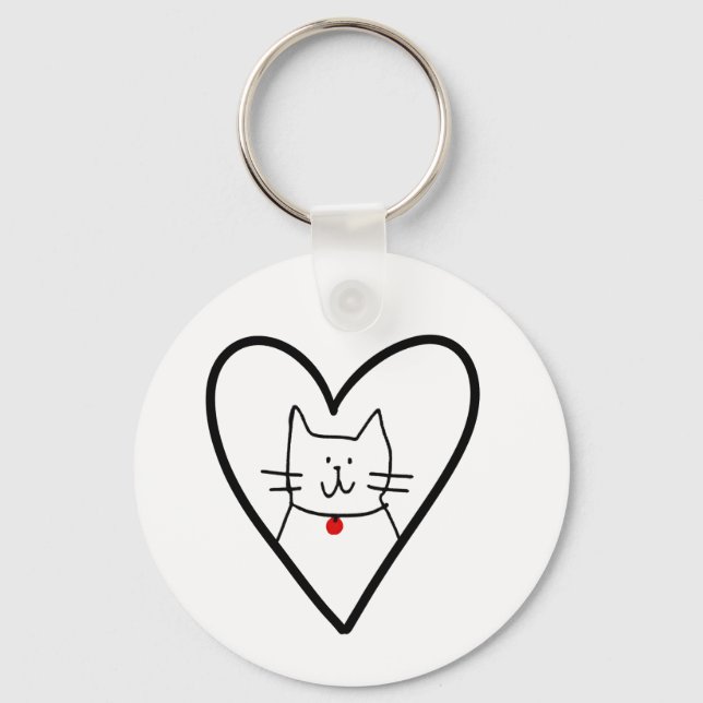 Llavero Cat in Heart Doodle  (Anverso)