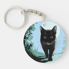 Llavero Cat in the Moonlight Design Keychain