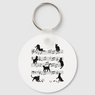 Llavero Cat Kitty Jugando Música Clef Piano Músico Arte