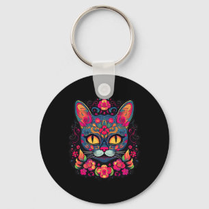 Llavero Cat Kitty Kitten Paws Sugar Skull Calavera Hallowe