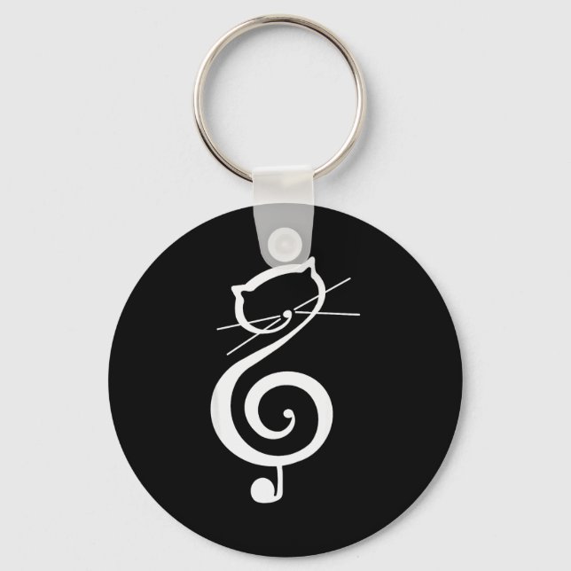 Llavero Cat Kitty Treble Music Clef Funny Cat Music Notes  (Anverso)