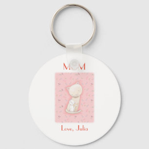 Llavero Cat Lover Gift Mama cat and baby Custom Name