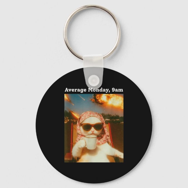 Llavero Cat Meme Average Monday 9am Funny Sarcastic Back T (Anverso)