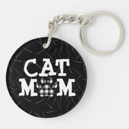 Llavero Cat Mom Pawprint con Cat Hair