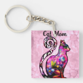 Llavero Cat Mom Resumen Whimsical Cat Kitty Art