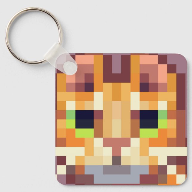 Llavero Cat pixelart, Pixel Art, sleutelhanger  (Anverso)