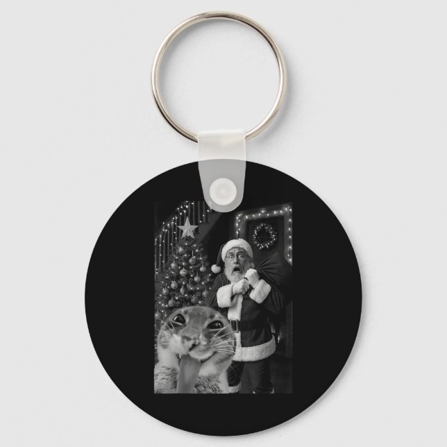 Llavero Cat Taking A Selfie Santa Christmas Xmas Pajamas H (Anverso)