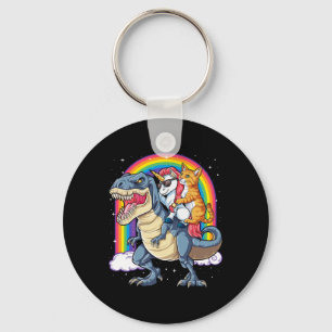 Llavero Cat Unicorn Riding Dinosaur T Rex Kitten Lover Spa