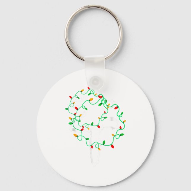 Llavero Cat Wrapped In Christmas Lights Meowy Cats Women M (Anverso)