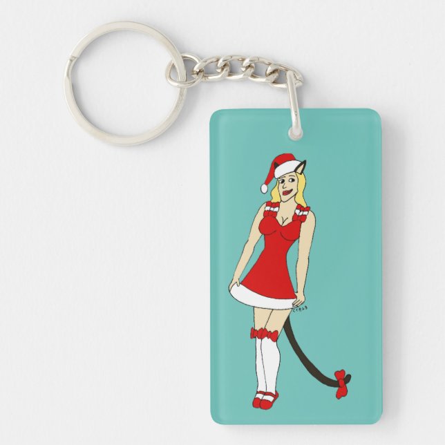 Llavero Catgirl de Navidades rojos (Frente)