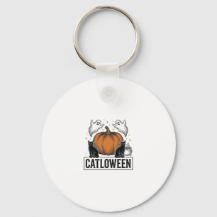 Llavero Catloween Gato Negro Fantasma Diseño Vectorial de 