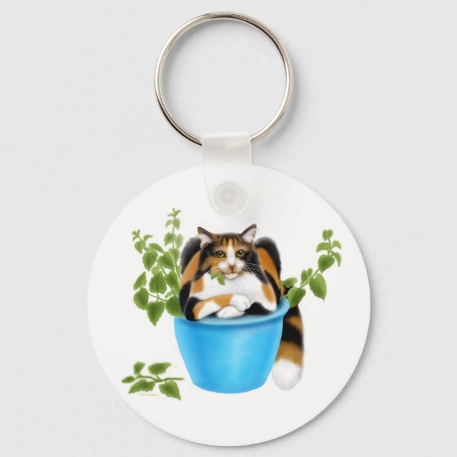 Llavero Catnip Chomping Calico Keychain (Anverso)