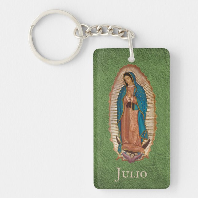 Llavero Católica Nuestra Señora de Guadalupe México Verde  (Frente)
