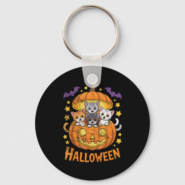 Llavero Cats In Pumpkin Cute Halloween Kitties Funny  (Anverso)