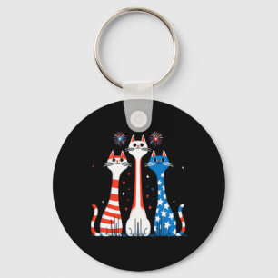 Llavero Cats Rojos Blancos Azules Usando La Bandera Fuego 